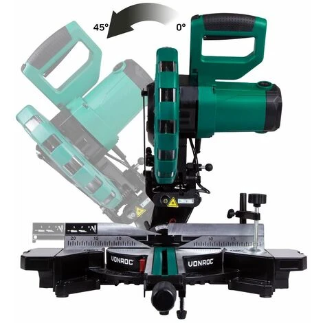 VONROC Scie à Onglet Radiale - 2200W – Lame De Scie Ø 254 Mm 60 Dents, Laser Et LED Inclus 7 VONROC Scie à Onglet Radiale - 2200W – Lame De Scie Ø 254 Mm 60 Dents, Laser Et LED Inclus – Image 5