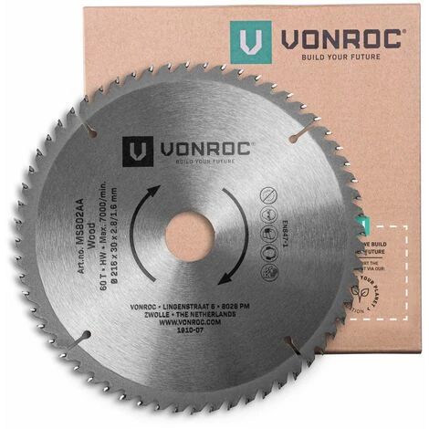 VONROC Lame De Scie Universelle. 216 Mm De Diamètre – 60 Dents – MS802AA 3 VONROC Lame De Scie Universelle. 216 Mm De Diamètre – 60 Dents – MS802AA