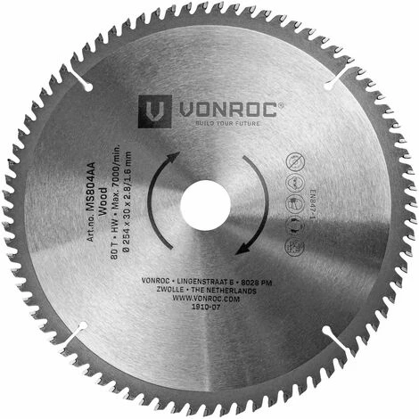 VONROC Lame De Scie Universelle. 254 Mm De Diamètre – 80 Dents – MS804AA 4 VONROC Lame De Scie Universelle. 254 Mm De Diamètre – 80 Dents – MS804AA – Image 3