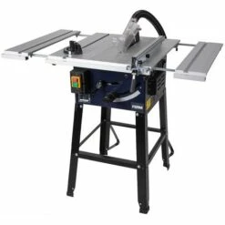 FERM TSM1033 Scie à Table 1800W 250mm - Table Avec 2 Rallonges - Incl. 1 Lame Et Adaptateur D'aspirateur