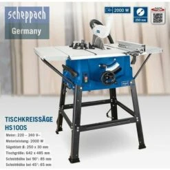 TABLE SCIE CIRCULAIRE LAME 250MM 2000W SCHEPPACH HS100S 7 TABLE SCIE CIRCULAIRE LAME 250MM 2000W SCHEPPACH HS100S -Scie électrique stationnaire Soldes 17357719 3