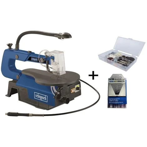 SCIE 'A CHANTOURNER BOIS PLASTIQUE MÉTAL SCHEPPACH DECO-FLEX +184 OUTIL+60 LAMES 3 SCIE 'A CHANTOURNER BOIS PLASTIQUE MÉTAL SCHEPPACH DECO-FLEX +184 OUTIL+60 LAMES