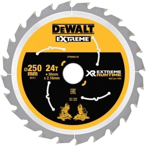 DEWALT Lames De Scie à Onglet Ø 250 Mm Alésage 30 Mm 60 Dents XR Extreme Runtime 3 DEWALT Lames De Scie à Onglet Ø 250 Mm Alésage 30 Mm 60 Dents XR Extreme Runtime