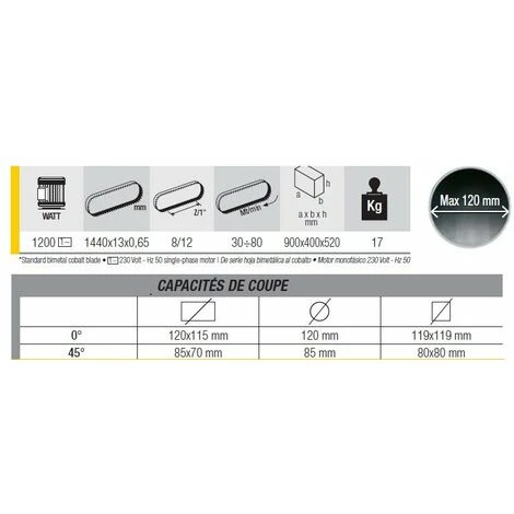 Femi Job Line - Scie à Ruban 1200W 1440 Mm Diamètre De Coupe Max. 120mm - SN120 XL 4 Femi Job Line - Scie à Ruban 1200W 1440 Mm Diamètre De Coupe Max. 120mm - SN120 XL – Image 2
