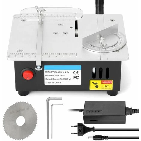 HAPPYSHOPPING Mini Scie A Table Multifonctionnelle De Bureau Mini Scie A Table En Alliage D'aluminium Bricolage Petite Machine De Decoupe Alimentation A 7 Vitesses Avec Fonction De Regle De Poussee D'angle Norme S-2, Norme Europeenne 220V 3 HAPPYSHOPPING Mini Scie A Table Multifonctionnelle De Bureau Mini Scie A Table En Alliage D'aluminium Bricolage Petite Machine De Decoupe Alimentation A 7 Vitesses Avec Fonction De Regle De Poussee D'angle Norme S-2, Norme Europeenne 220V