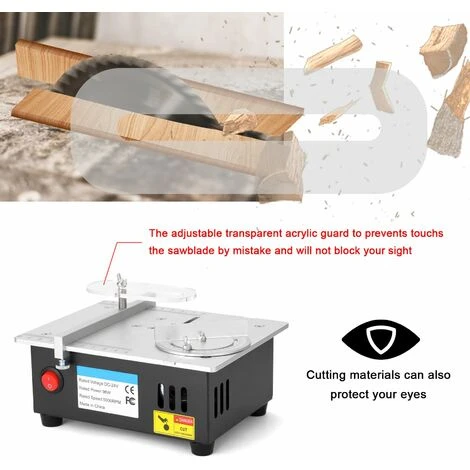 HAPPYSHOPPING Mini Scie A Table Multifonctionnelle De Bureau Mini Scie A Table En Alliage D'aluminium Bricolage Petite Machine De Decoupe Alimentation A 7 Vitesses Avec Fonction De Regle De Poussee D'angle Norme S-2, Norme Europeenne 220V 7 HAPPYSHOPPING Mini Scie A Table Multifonctionnelle De Bureau Mini Scie A Table En Alliage D'aluminium Bricolage Petite Machine De Decoupe Alimentation A 7 Vitesses Avec Fonction De Regle De Poussee D'angle Norme S-2, Norme Europeenne 220V – Image 5
