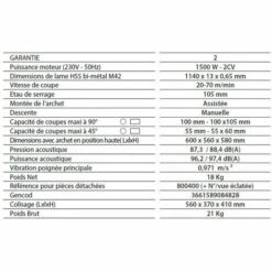 Leman - Scie à Ruban Métal Manuelle 1800W Lame 1140mm 100mm - SRM100 7 Leman - Scie à Ruban Métal Manuelle 1800W Lame 1140mm 100mm - SRM100 -Scie électrique stationnaire Soldes 3666380 3