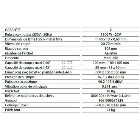 Leman - Scie à Ruban Métal Manuelle 1800W Lame 1140mm 100mm - SRM100 5 Leman - Scie à Ruban Métal Manuelle 1800W Lame 1140mm 100mm - SRM100 – Image 3