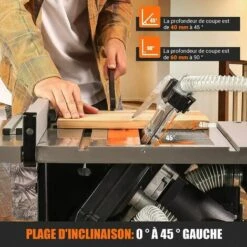 TACKLIFE Scie Sur Table, Scie à Table Sans Poussière Avec Moteur Puissant, Taux D'Aspiration Des Copeaux De 98%, Coupe Inclinée à 45°, Table Extensible-TLTS02A 8 TACKLIFE Scie Sur Table, Scie à Table Sans Poussière Avec Moteur Puissant, Taux D'Aspiration Des Copeaux De 98%, Coupe Inclinée à 45°, Table Extensible-TLTS02A -Scie électrique stationnaire Soldes 37743077 3