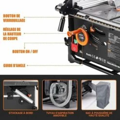 TACKLIFE Scie Sur Table, Scie à Table Sans Poussière Avec Moteur Puissant, Taux D'Aspiration Des Copeaux De 98%, Coupe Inclinée à 45°, Table Extensible-TLTS02A 9 TACKLIFE Scie Sur Table, Scie à Table Sans Poussière Avec Moteur Puissant, Taux D'Aspiration Des Copeaux De 98%, Coupe Inclinée à 45°, Table Extensible-TLTS02A -Scie électrique stationnaire Soldes 37743077 4