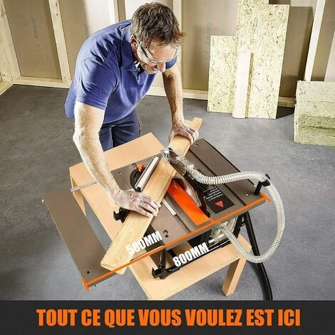 TACKLIFE Scie Sur Table, Scie à Table Sans Poussière Avec Moteur Puissant, Taux D'Aspiration Des Copeaux De 98%, Coupe Inclinée à 45°, Table Extensible-TLTS02A 6 TACKLIFE Scie Sur Table, Scie à Table Sans Poussière Avec Moteur Puissant, Taux D'Aspiration Des Copeaux De 98%, Coupe Inclinée à 45°, Table Extensible-TLTS02A – Image 5