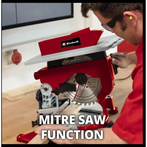 Einhell Scie à Onglet Avec Table TC-MS 2513 T (1800 W, Régime : 4500trs/min, Lame Ø 250 Mm X Ø30 Mm, 36 Dents, Capacité De Coupe 90° / 45°) 4 Einhell Scie à Onglet Avec Table TC-MS 2513 T (1800 W, Régime : 4500trs/min, Lame Ø 250 Mm X Ø30 Mm, 36 Dents, Capacité De Coupe 90° / 45°) – Image 2