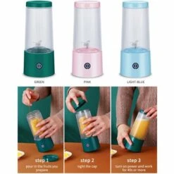LIFCAUSAL Blender Portable Quatre Cutters Juicer Cup 350ml Fruit Mixing Machine Amovible Cup USB Rechargeable Pour Sports Voyage Et Plein Air Bleu -Scie électrique stationnaire Soldes 51373385 4