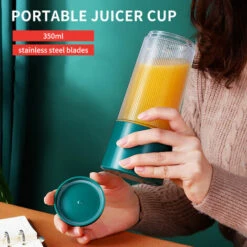 LIFCAUSAL Blender Portable Quatre Cutters Juicer Cup 350ml Fruit Mixing Machine Amovible Cup USB Rechargeable Pour Sports Voyage Et Plein Air Bleu -Scie électrique stationnaire Soldes 51373385 5