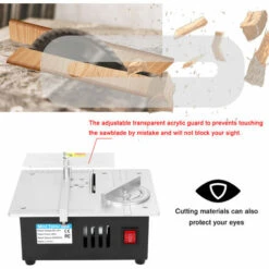 SUPERSELLER Mini Scie à Table Multifonctionnelle Scies De Bureau électriques Petit Ménage Bricolage 22 Mm Lame De Scie Outil De Coupe Réglable En Hauteur Machine à Bois Avec Roue De Ponçage De 50 Mm Et 10 Pièces De Papier De Verre - Prise UE -Scie électrique stationnaire Soldes 53820093 4