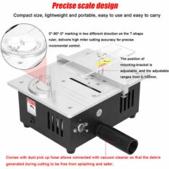 SUPERSELLER Mini Scie à Table Multifonctionnelle Scies De Bureau électriques Petit Ménage Bricolage 22 Mm Lame De Scie Outil De Coupe Réglable En Hauteur Machine à Bois Avec Roue De Ponçage De 50 Mm Et 10 Pièces De Papier De Verre - Prise UE -Scie électrique stationnaire Soldes 53820093 5