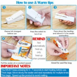 LIFCAUSAL 2 Pcs Thermoscelleuses Rechargeables 2 En 1 Portable Scellant Et Cutter Thermoscellant Pour Sacs En Plastique Stockage Des Aliments Mini Machine De Scelleuse Sous Vide Avec 2 Câble USB -Scie électrique stationnaire Soldes 55635222 3
