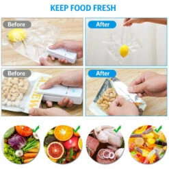 LIFCAUSAL 2 Pcs Thermoscelleuses Rechargeables 2 En 1 Portable Scellant Et Cutter Thermoscellant Pour Sacs En Plastique Stockage Des Aliments Mini Machine De Scelleuse Sous Vide Avec 2 Câble USB -Scie électrique stationnaire Soldes 55635222 4