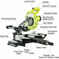DEWINNER Scie à Onglet Radiale 1700W – Ø 216mm Lame – Laser Et Capot Intégrés,système De Glissière Intégré, Butée De Pièce, Dispositif De Serrage -Scie électrique stationnaire Soldes 57275228 5