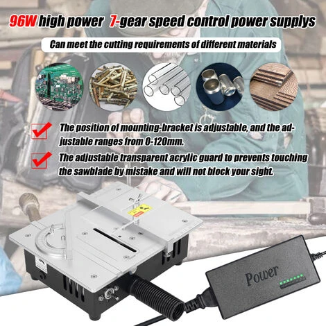 SUPERSELLER Mini Scie à Table Multifonctionnelle Scies De Bureau électriques Petit Ménage Bricolage Outil De Coupe Machine à Bois Avec Roue De Ponçage De 50 Mm Et 10 Pièces De Papier De Verre - Prise UE 7 SUPERSELLER Mini Scie à Table Multifonctionnelle Scies De Bureau électriques Petit Ménage Bricolage Outil De Coupe Machine à Bois Avec Roue De Ponçage De 50 Mm Et 10 Pièces De Papier De Verre - Prise UE – Image 5