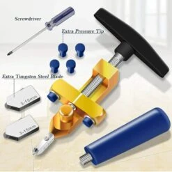 GRID COOL Kit D'outils De Coupe De Verre 2 En 1,qualité Supérieure 3mm-15mm, Outil De Coupe De Verre Pour Coupe De Verre/miroir/vitrail Avec 2 Têtes Supplémentaires,4 Embouts De Pression Et Un Tournevis -Scie électrique stationnaire Soldes 58348763 3