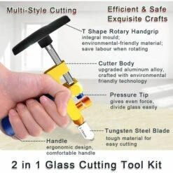 GRID COOL Kit D'outils De Coupe De Verre 2 En 1,qualité Supérieure 3mm-15mm, Outil De Coupe De Verre Pour Coupe De Verre/miroir/vitrail Avec 2 Têtes Supplémentaires,4 Embouts De Pression Et Un Tournevis -Scie électrique stationnaire Soldes 58348763 5