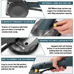 SUPERSELLER 10-150Hz Carrelage Carrelage Machine Mur Carrelage Pose Outil Vibrant Avec Ventouse 100*100mm - Bleu - Bleu -Scie électrique stationnaire Soldes 63094456 5