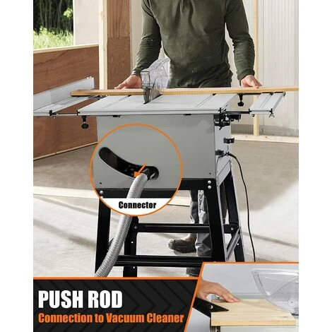 ENGINDOT Scie Sur Table, Scie Circulaire Sur Table 2000W 4800RPM, 0-45 ° Coupe En Biseau, Table Extensible, 254MM Disque De Scie, Table De Coupe Avec Support-MTS01A 6 ENGINDOT Scie Sur Table, Scie Circulaire Sur Table 2000W 4800RPM, 0-45 ° Coupe En Biseau, Table Extensible, 254MM Disque De Scie, Table De Coupe Avec Support-MTS01A – Image 4