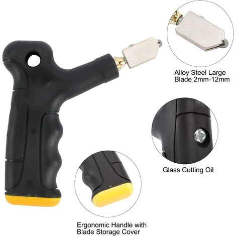 YEURIé Outil Manuel Coupe-carreaux, Pince à Briser Les Carreaux, Kit De Coupe Pour Carreaux En Céramique, Verre, Miroir (Noir) 5 YEURIé Outil Manuel Coupe-carreaux, Pince à Briser Les Carreaux, Kit De Coupe Pour Carreaux En Céramique, Verre, Miroir (Noir) – Image 3
