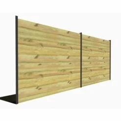 ABRI FRANçAIS Kit Clôture Bois Massif | 4m De Longueur | Pin Sylvestre Traité Autoclave Vert | Hauteur : 1,82m | 2m Entre Poteaux Métalliques