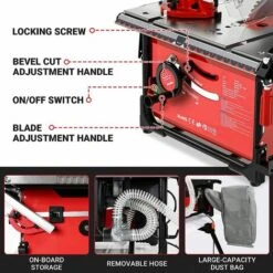 GIZCAM Scie Sur Table, 2000W 5000RPM, Aspirateur Intégré (taux D'enlèvement Des Copeaux 98%), Table Extensible En Aluminium (60-80CM), Scie à Onglets 45°, Scie Circulaire Sur Table Avec Lame 216MM*60T 9 GIZCAM Scie Sur Table, 2000W 5000RPM, Aspirateur Intégré (taux D'enlèvement Des Copeaux 98%), Table Extensible En Aluminium (60-80CM), Scie à Onglets 45°, Scie Circulaire Sur Table Avec Lame 216MM*60T -Scie électrique stationnaire Soldes 67697211 3